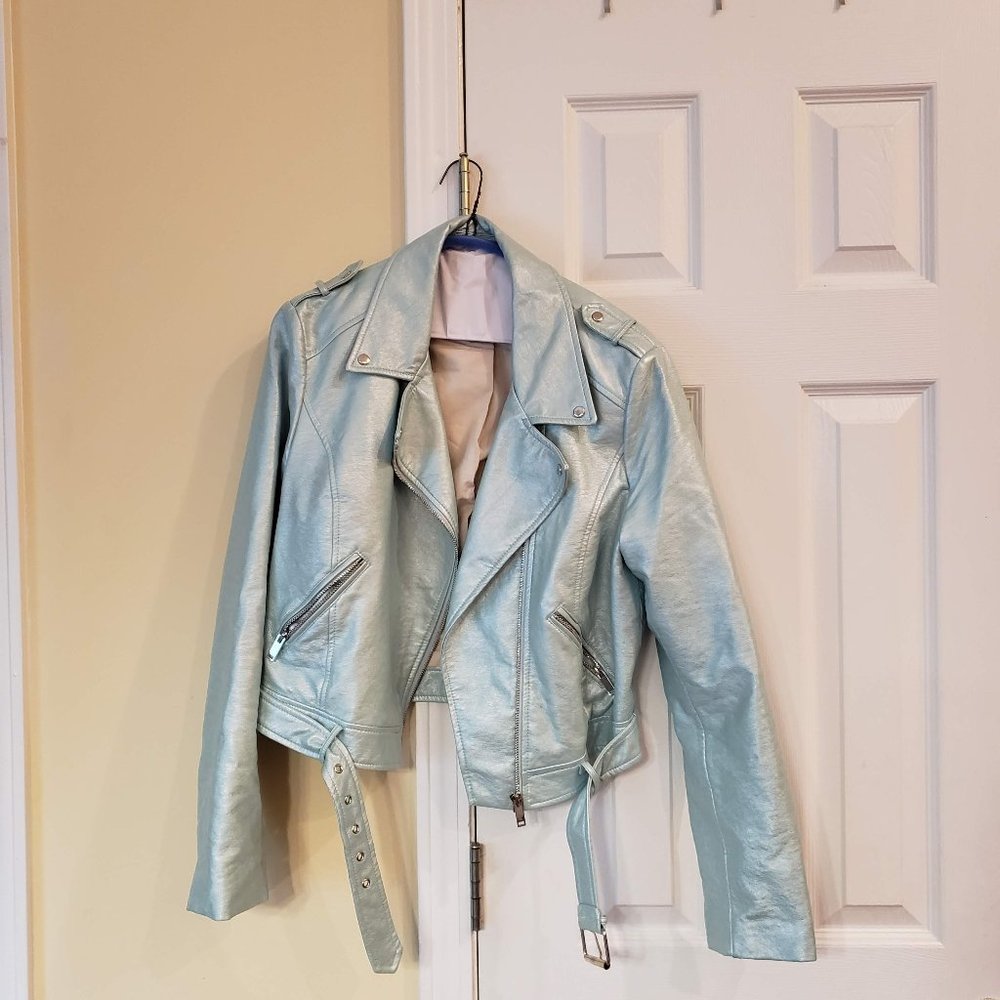 Forever 21 Moto Jacket - Mint/Aqua